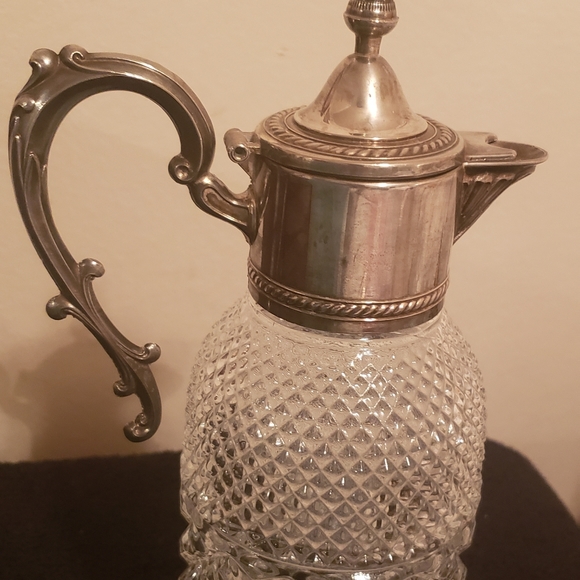 VTG 1920 Beautiful Diamond Cut Crystal Design Pitcher Decanter W Decorative... - Picture 5 of 10